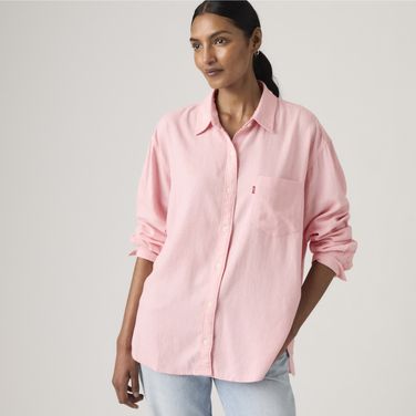 Camisa Levi's® Harlie Boyfriend Rosa Manga Longa