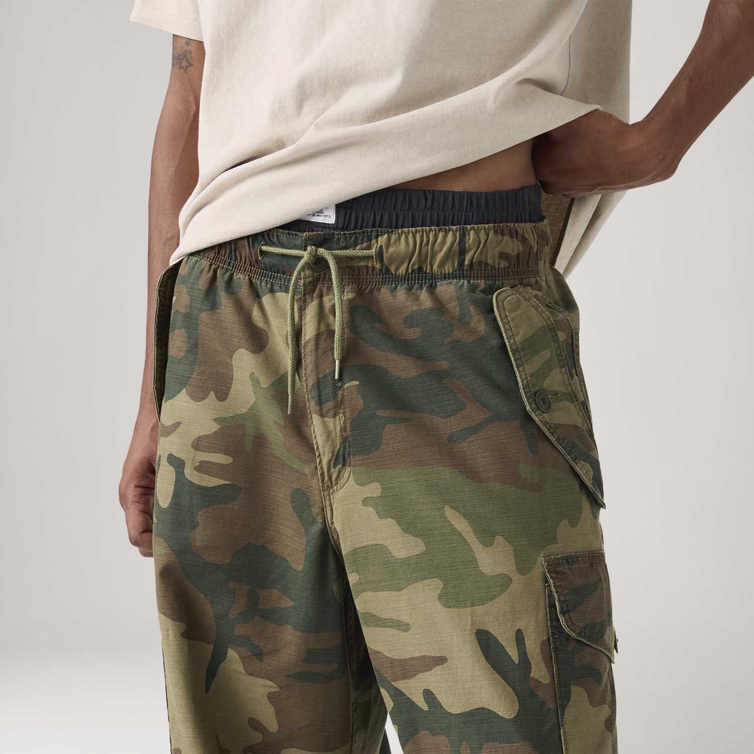 【KHAKI】Camouflage baggy pants zx Balenciaga offwhite style loose baggy camo cargo pants
