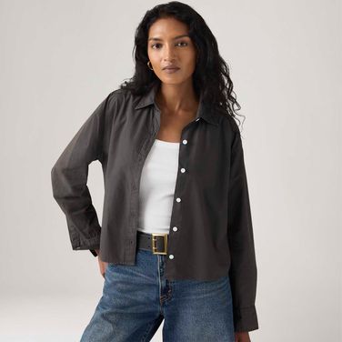 Camisa Levi's® Cropped Harlie Preta Manga Longa