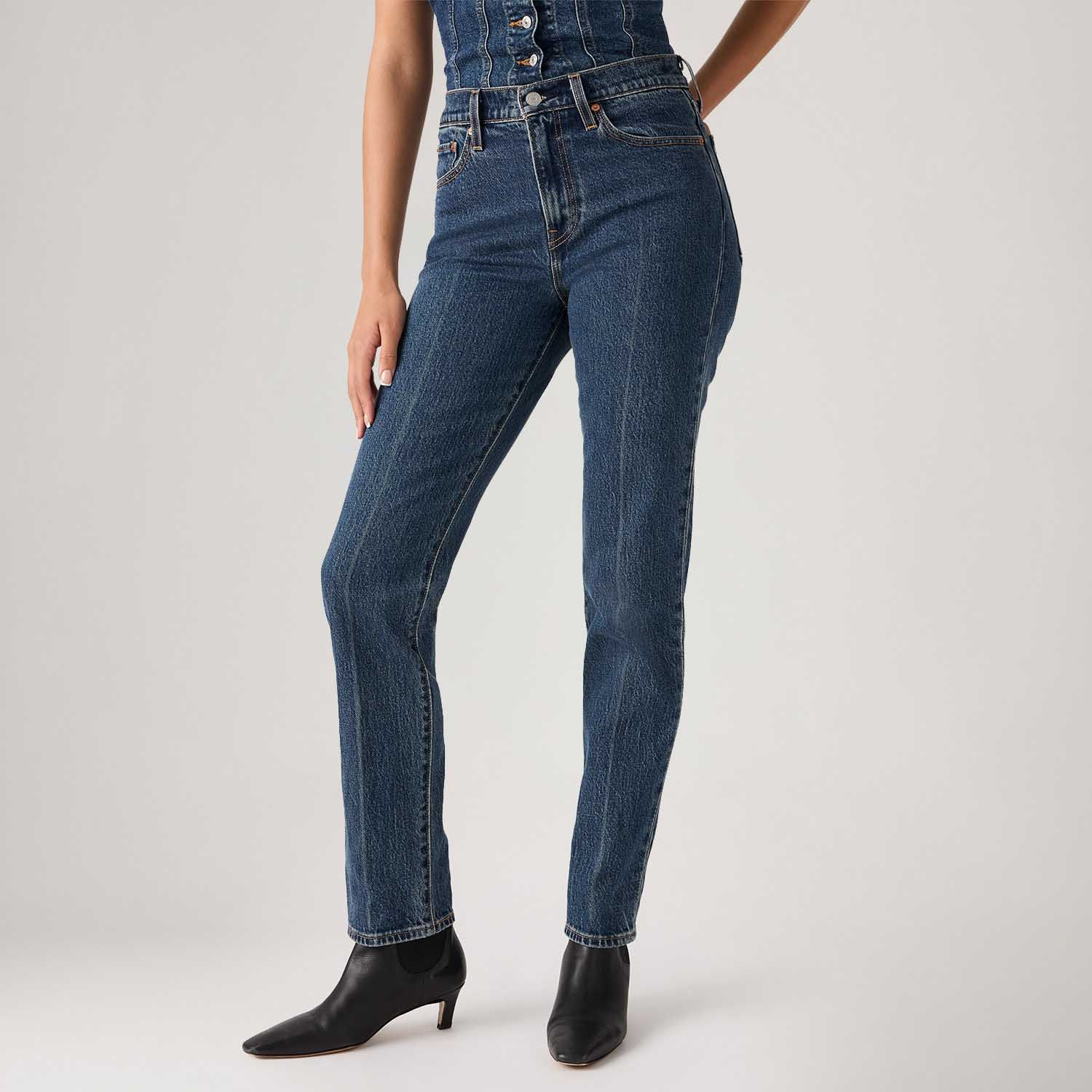 Calça Jeans Levi's® Wedgie Slim Lavagem Escura - Levi's® Brasil