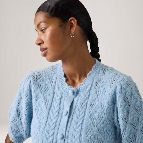 Cardigã Levi's® Pauline Tricot Azul Manga Curta