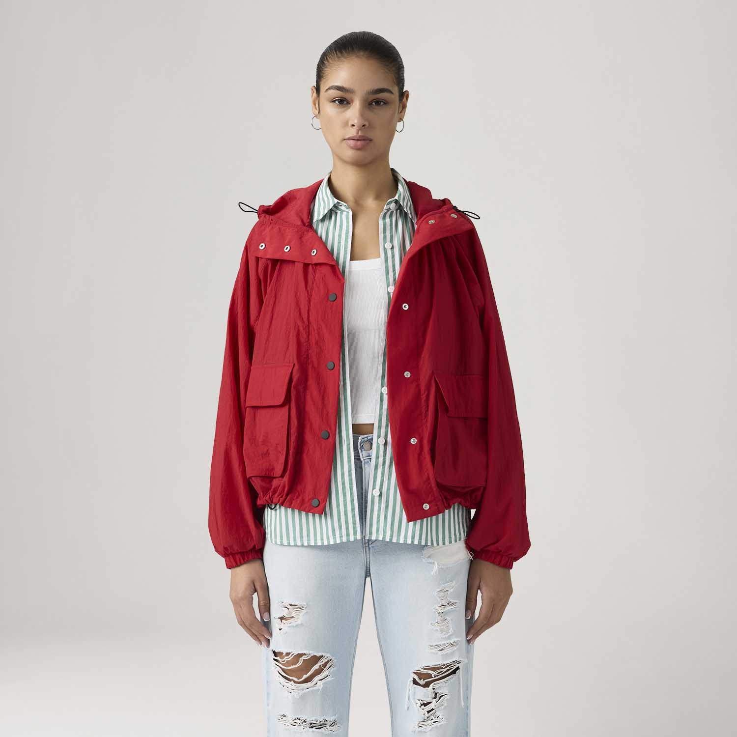Casaco Levi's® Parka Simone com Capuz Vermelho - Levi's® Brasil