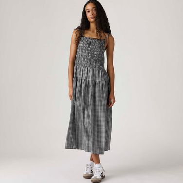 Vestido Levi's® Monaco Sundress Midi Xadrez Preto