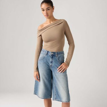 Blusa Levi's® Clara Ombro a Ombro Marrom Manga Longa