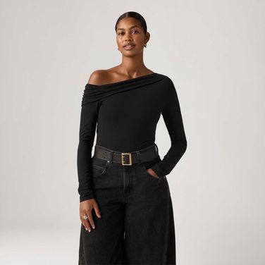 Blusa Levi's® Clara Ombro a Ombro Preta Manga Longa