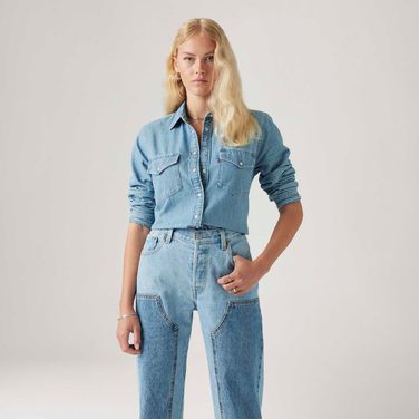 Camisa Jeans Levi's® Iconic Western Lavagem Clara