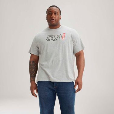 Camiseta Levi's® Big Relaxed Fit Plus Size Manga Curta Cinza