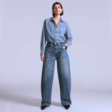 Calça Jeans Levi's® Blue Tab Drop Barrel Lavagem Média