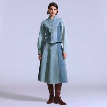 Saia Mid Jeans Levi's® Blue Tab Roper Lavagem Média