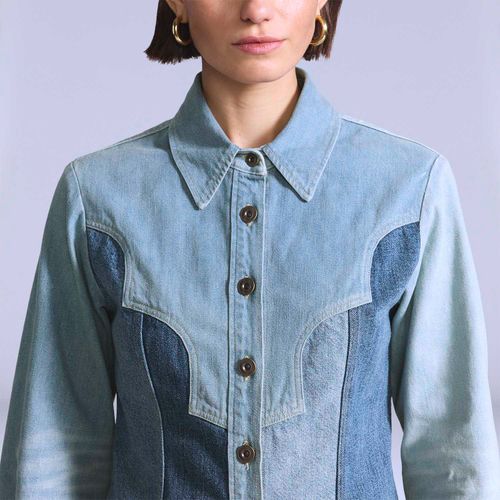 Jaqueta Jeans Levi's® Blue Tab Repor com Recortes Lavagem Média