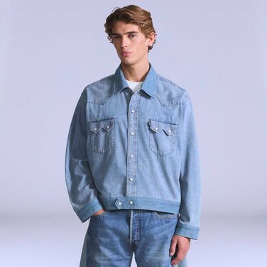 Jaqueta Jeans Levi's® Blue Tab Customized Sawtooth Lavagem Clara