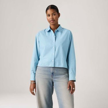 Camisa Levi's® Cropped Harlie Azul Manga Longa