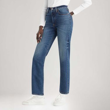 Calça Jeans Levi's® Ribcage Straight Ankle Lavagem Escura