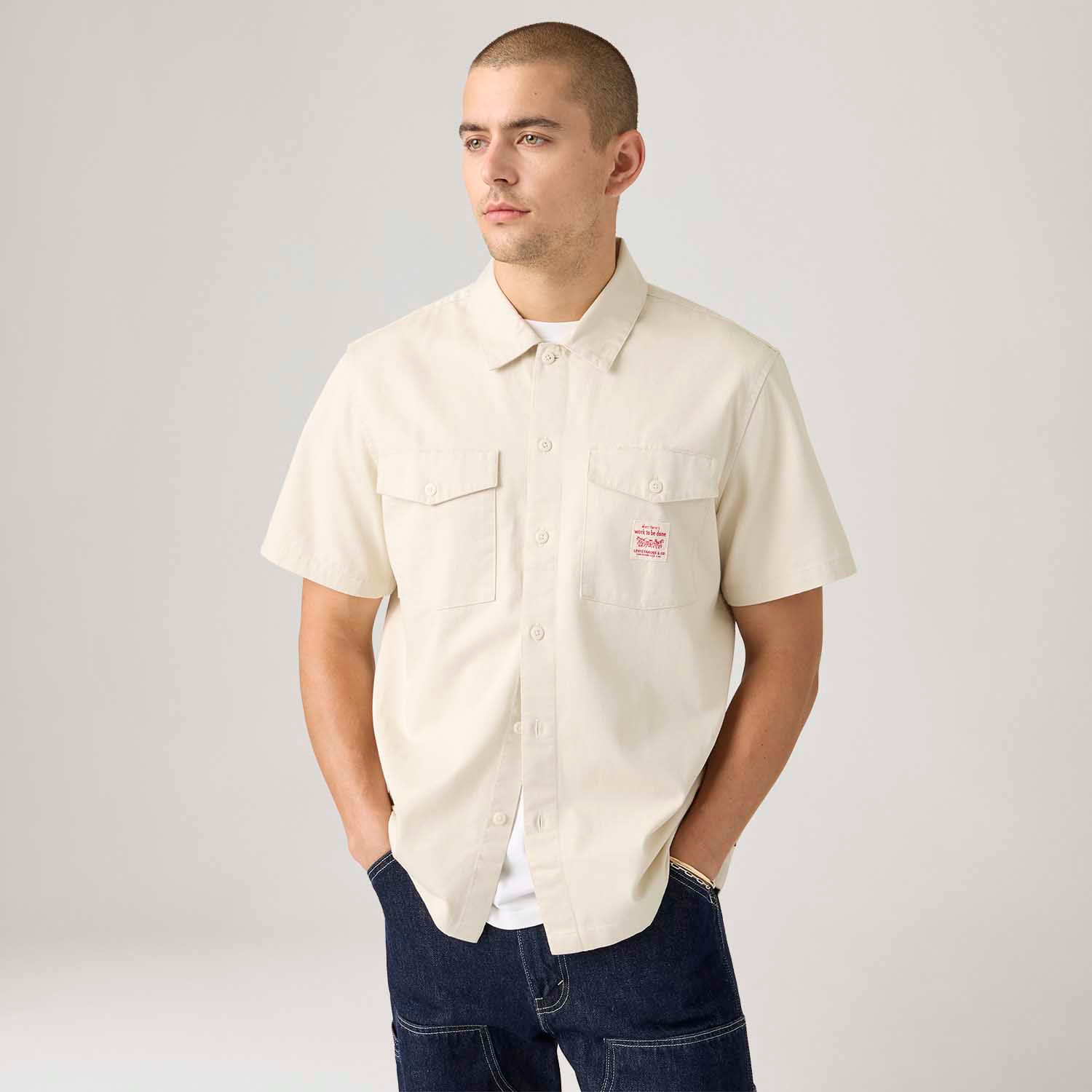 Camisa Levi's® Worker Cinza Manga Curta - Levi's® Brasil