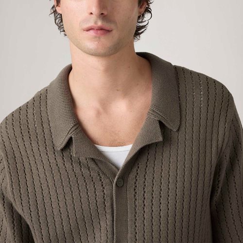 Camisa Levi's® Costa Knit Camp Shirt Marrom Manga Curta