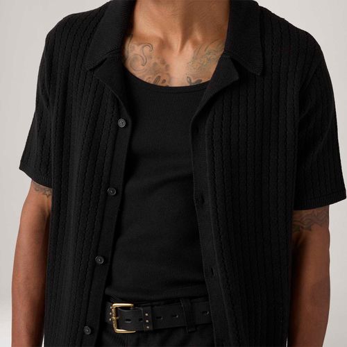 Camisa Levi's® Costa Knit Camp Shirt Preta Manga Curta