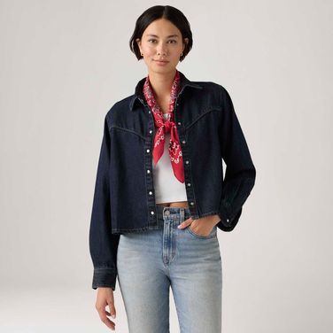 Jaqueta Jeans Levi's® Logan Tancel Lavagem Escura