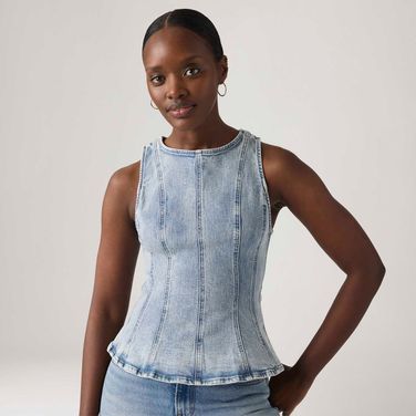 Regata Jeans Levi's® Leighton Peplum Lavagem Clara