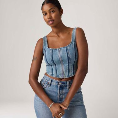 Regata Jeans Levi's® Seamed com Zíper Lavagem Média