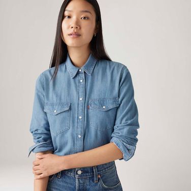 Camisa Jeans Levi's® Iconic Western Lavagem Clara