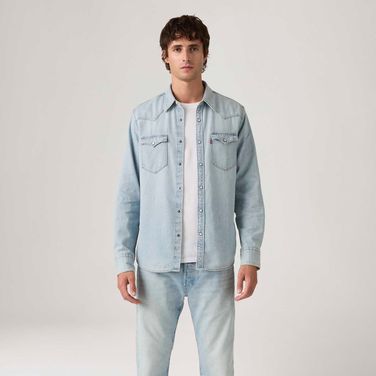 Camisa Jeans Levi's® Barstow Western Standard Lavagem Clara