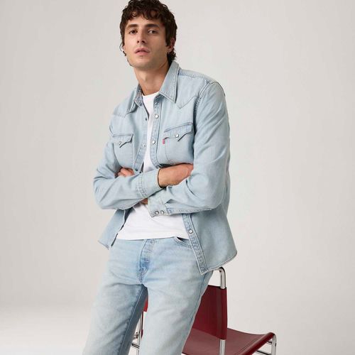Camisa Jeans Levi's® Barstow Western Standard Lavagem Clara