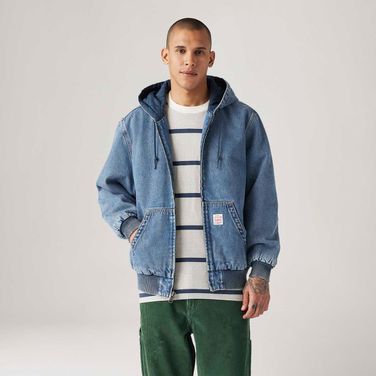 Jaqueta Jeans Levi's® Potrero Hoody com Capuz Lavagem Média