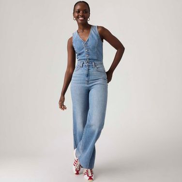 Macacão Jeans Levi's® Wideleg Lavagem Média