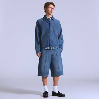 Bermuda Jeans Levi's® Blue Tab Work Lavagem Média