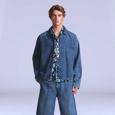 Jaqueta Jeans Levi's® Blue Tab Work Lavagem Média