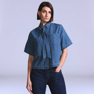 Camisa Jeans Levi's® Blue Tab Cafe Top Lavagem Média Manga Curta