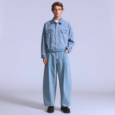 Calça Jeans Levi's® Blue Tab Wide Pleat Crop Lavagem Clara