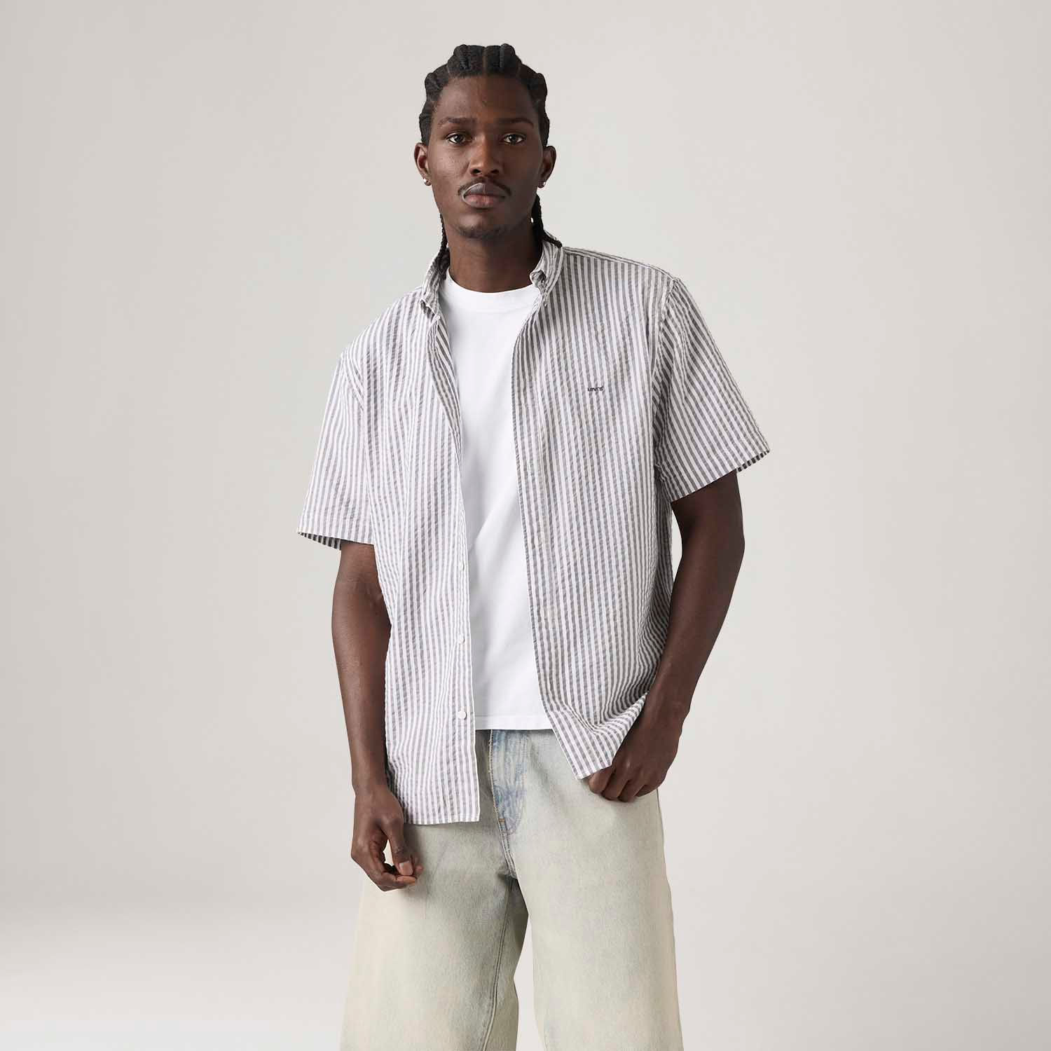 Camisa Levi's® Authentic Button Down Cinza Manga Curta - Levi's