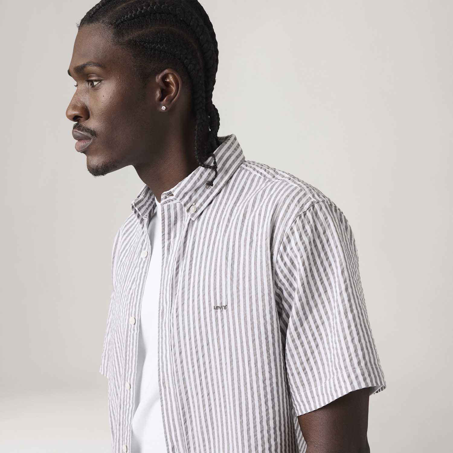Camisa Levi's® Authentic Button Down Cinza Manga Curta - Levi's