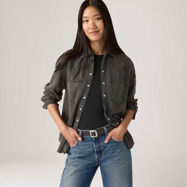 Camisa Jeans Levi's® Teodora Western Preta