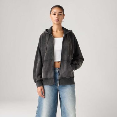 Moletom Levi's® Oversized com Zíper e Capuz Preto