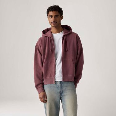 Moletom Levi's® Hayes Boxy com Zíper e Capuz Vinho