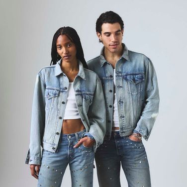 Jaqueta Jeans Levi's® Trucker Pride Road Worn Lavagem Média
