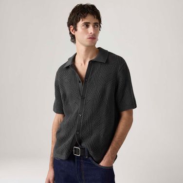 Camisa Levi's® Sweater Camp Shirt Preta Manga Curta