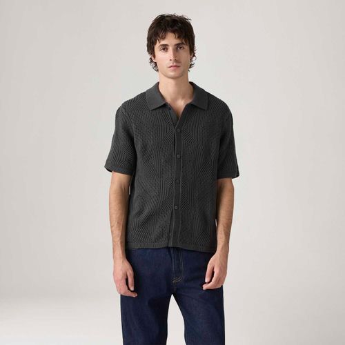 Camisa Levi's® Sweater Camp Shirt Preta Manga Curta