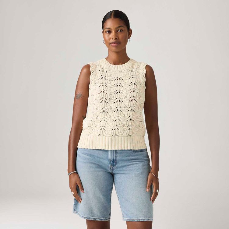 Colete Levi's® Sunrise Crochet Tank Preto Regata - Levi's® Brasil