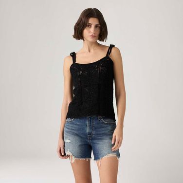 Blusa Levi's® Abbey Tie Shoulder Crochet Preto