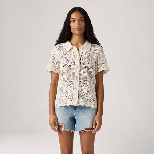Camisa Levi's® Susanna Floral Crochet Off White Manga Curta