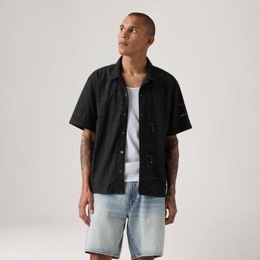 Camisa Levi's® Sunset Standard Preta Manga Curta