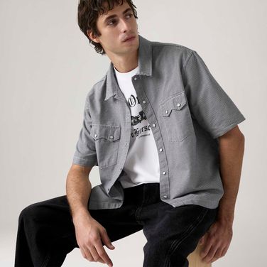 Camisa Levi's® Boxy Western Cinza Manga Curta