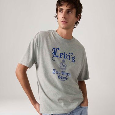 Camiseta Levi's® Graphic Boxy Manga Curta Cinza