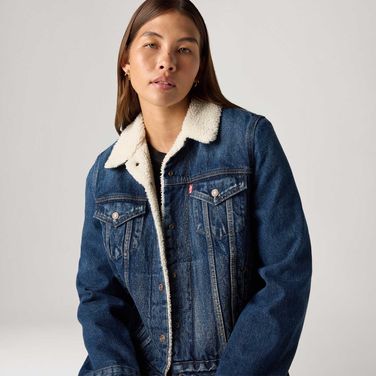 Jaqueta Jeans Levi's® Trucker Sherpa Original Marrom