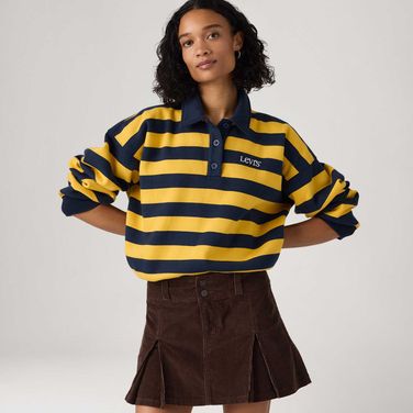 Moletom Polo Levi's® Vintage Rugby Fleece Listrada Amarelo Manga Longa