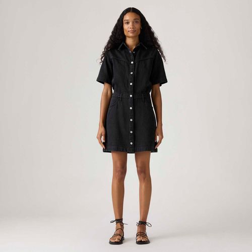 Vestido Jeans Levi's® Logan Western Preto Manga Longa