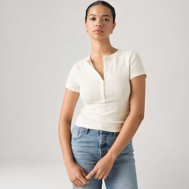 Blusa Levi's® Dry Goods Pointelle Henley Manga Curta Cru